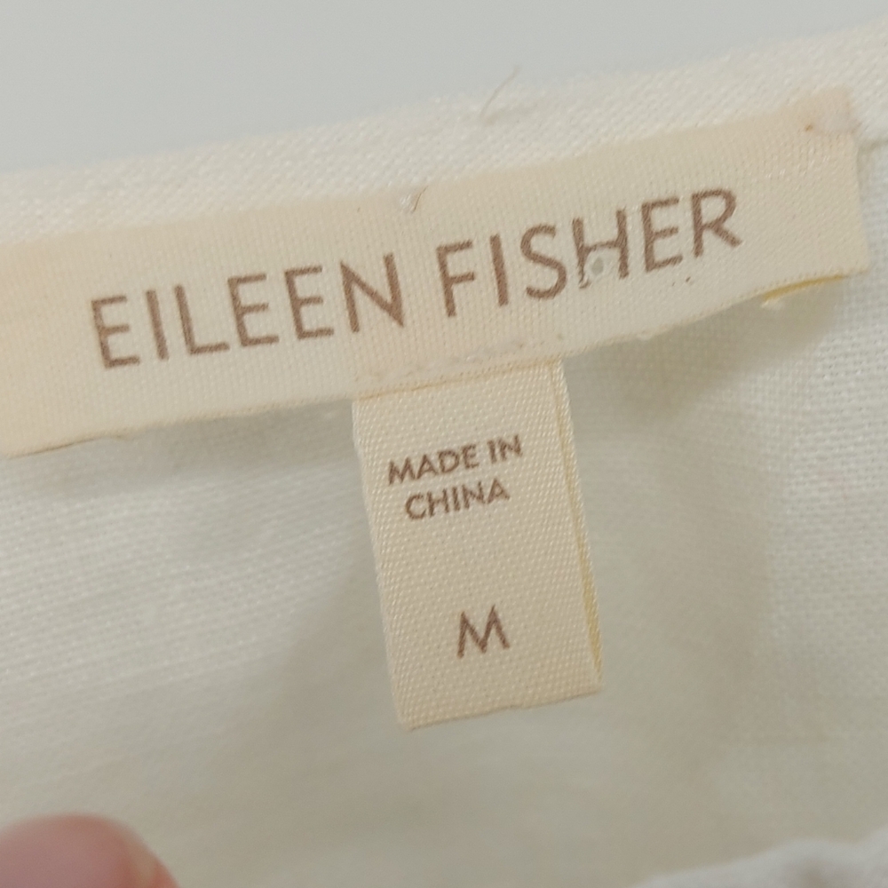 Eileen Fisher White Beads Linen Tank Top Size Medium - Picture 3 of 6